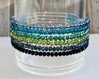 Crystal Bracelets Dainty Stackable Elastic Bracelet Tiny Crystal Bead Bracelet Minimalist Stretchy Layering Bracelets Handmade Jewelry