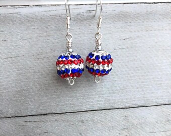 4th Of July Patriotic Earrings For Women - Red White & Blue USA Flag Star Earrings, Independence Day Accessories