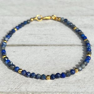 Lapis Lazuli Bracelet, Lapis Lazuli Dainty Bracelet, Minimalist Gemstone Bracelet, Delicate Lapis Crystal Bracelet, Bracelet Gift for Friend