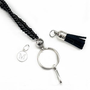 Personalized Keychain Charms Initial Tassel for Lanyards Clip On Accessories Add Ons for Bracelet Necklace Lanyard Keychain Finding Women