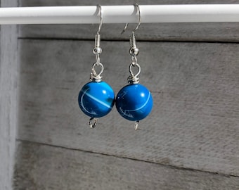 Blue dangle earrings, Colorful drop earrings, Bright bead earrings, Handmade jewelry, Mothers day gift box idea