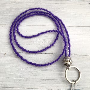 Purple Lanyard, Purple Beaded Lanyard, Lanyards, Teacher Lanyard ID Holder, Cruise Lanyards, Personalized Gift Teacher Lanyard