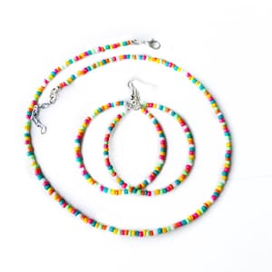 Colorful Beaded Necklace, Dainty Bead Necklace, Small Bead Necklace, Seed Bead Necklace, Beaded Choker, Colorful Necklaces for Women