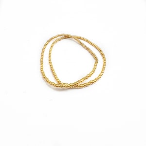 24KT Gold Plated Bracelets  Seed Bead Bracelets Gold Stretch Bracelet Set Handmade Minimalist Gold Jewelry
