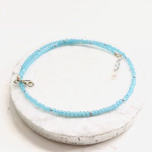Turquoise Necklace, Small Bead Turquoise Necklace, Turquoise Glass Bead Necklace, Dainty Turqouise Choker, Turquoise Jewelry for Women