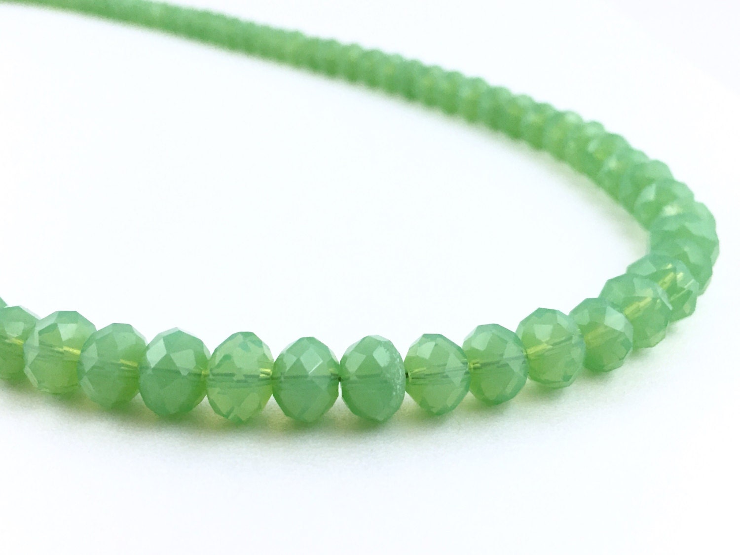 Mint necklace Long beaded necklace Mint beaded necklace Etsy