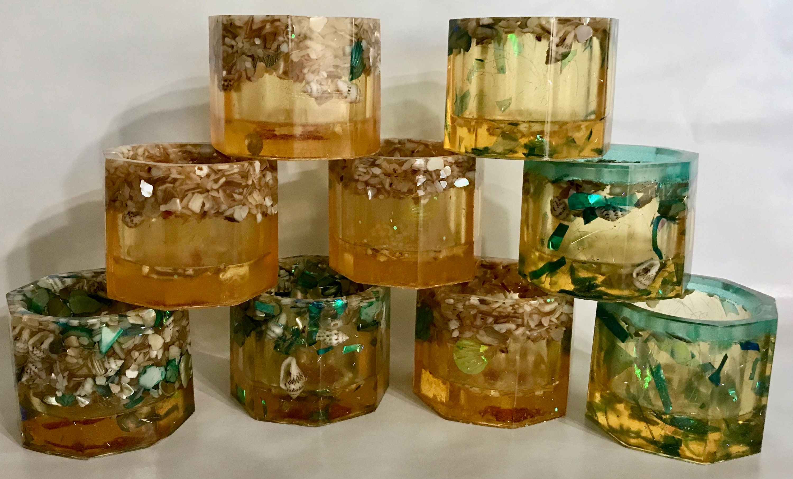 Glowing resin tea light holders Etsy