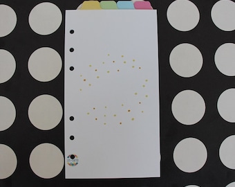 Personal Size - Blank Organizer Index Top Tab Dividers - Colour Printed Both Sides - DOTTY DESIGN