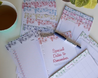 A5 Filofax Kikki K Inserts - List and Planning Pages - FLOURISH Design - Bright Colorful Inspiring