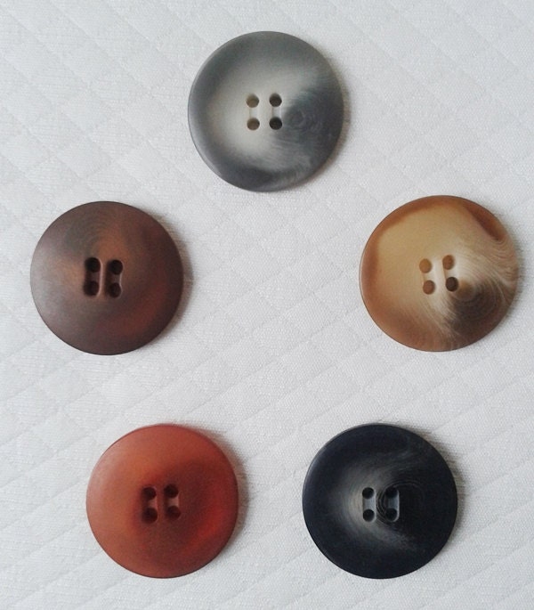 Vintage Coat Button Natural Horn 28mm Button Medium Brown Etsy