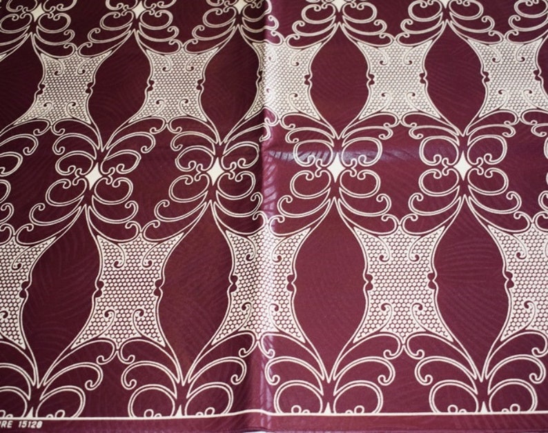 Burgundy and Cream Damask Wax Ankara Fabric African Wax Etsy