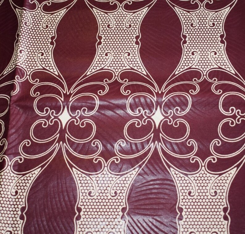Burgundy and Cream Damask Wax Ankara Fabric African Wax Etsy
