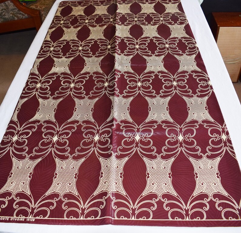 Burgundy and Cream Damask Wax Ankara Fabric African Wax Etsy
