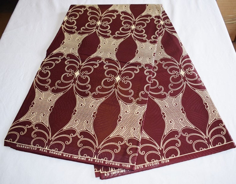Burgundy and Cream Damask Wax Ankara Fabric African Wax Etsy