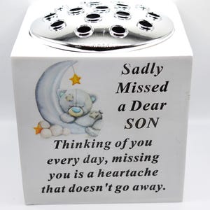 Graveside memorial square flower urn pot special son bear baby child