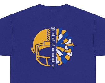 DN Warriors Fotboll och Cheerleader Kortärmad T-shirt Matchdag Maskotskjorta Laganda Unisex T-shirt i kraftig bomull
