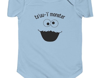 Ts'uu-'i' Monster Boobie Baby Kortärmad Spädbarnsbody i fin jersey med inhemskt ursprung från Tolowa Babyshower-present Rolig Outfit för Nyfödd
