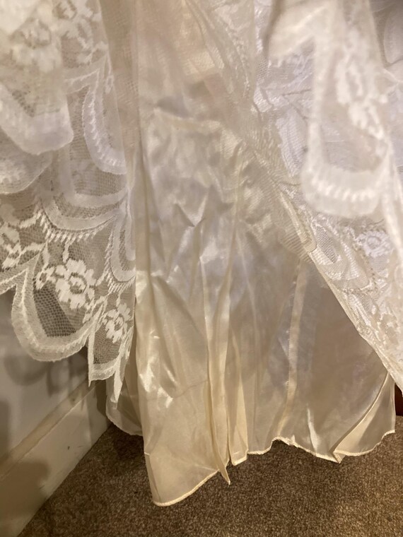 60’s Ivory Sheer Silk Organza Embroidered Wedding Dress main image 1