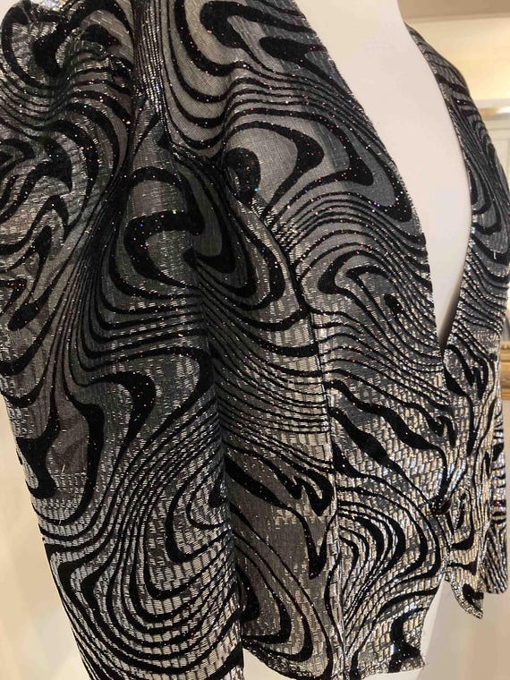 80s Silver and Black Sheer Jacket - Etsy