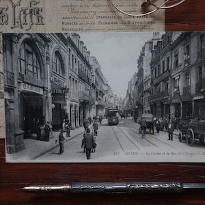 フランスのランス市のヴィンテージポストカード、1900年の美しい白黒写真