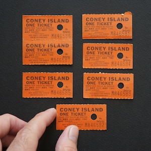 7 Coney Island Cincinnati Vintage Fahrkarten - Vergnügungsparkfahrten