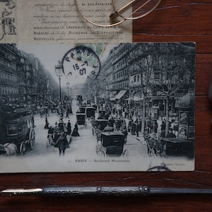 Vintage post card with Paris from 1900, beautiful black and white photography