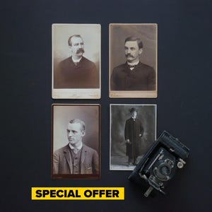 4 Vintage Schrank Karte Fotografie Moustache Men