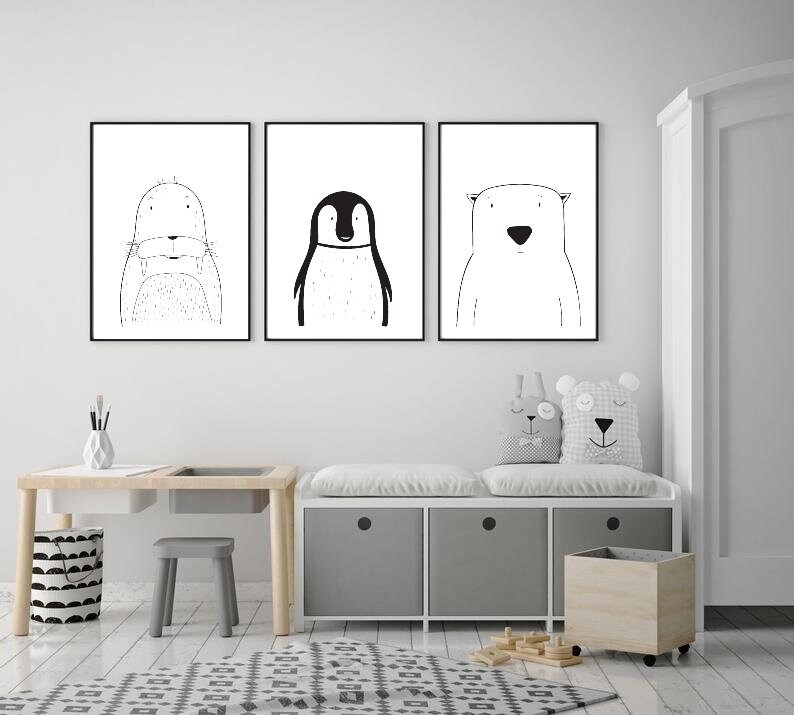 Arctic Nursery Decor Set of 3 Piece Wall Art Polar Bear Art - Etsy
