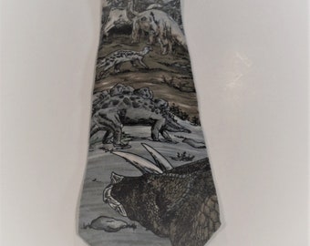 Endangered Species Dinosaurs Neck Tie Silk 100%  Endangered Species Vintage Neckties