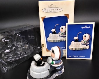 Frosty Friends 2002 Collector Series #23 Memory Card Hallmark Ornaments Eskimo Igloo  Original Box  Vintage Hallmark Ed Seale