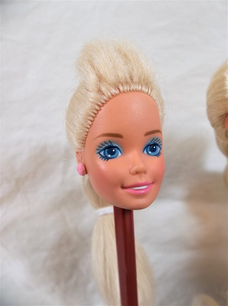 Mattel Barbie Friends Doll Heads OOAK Doll Blonde Hair Accessories Altered Art Vintage Upcycle Lot 1 Blondes