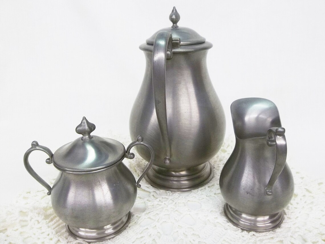 Kirk by Hanle Pewter Tea Service Set Colonial Style Tea Pot Etsy