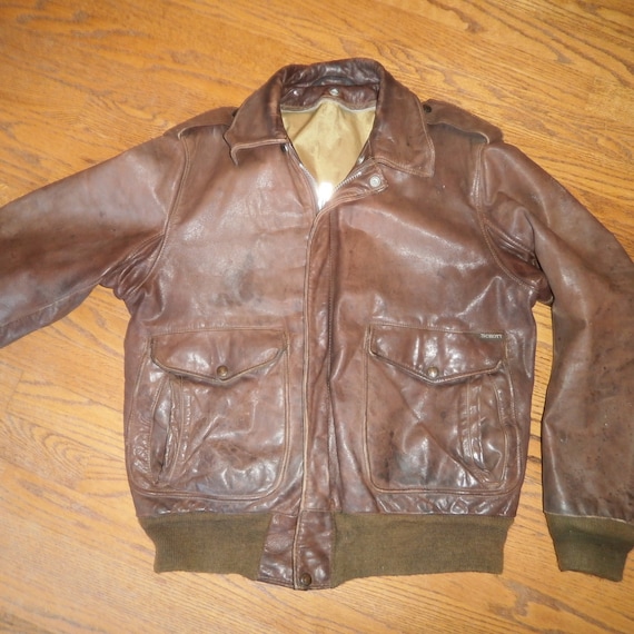 Vintage Brown Leather Bomber Motorcycle Flight Jac