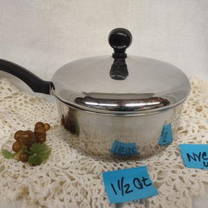 FARBERWARE 1.5 qt Saucepan Lid Aluminum Clad Stainless E M  NYC USA Vintage Cookware Discontinued