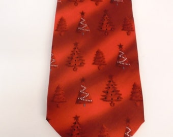 Holidays Red Christmas Trees Neck Tie Silk Vintage Holiday Christmas Office Party Novelty Neckties Gag Gift