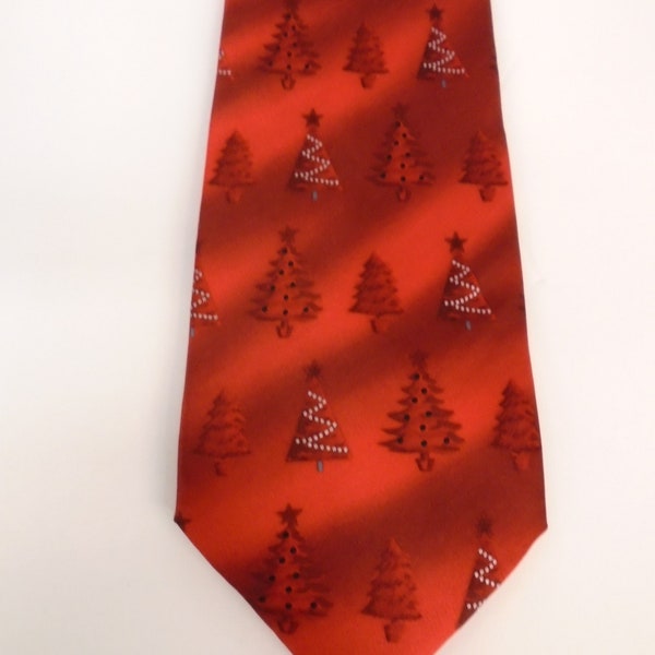 Holidays Red Christmas Trees Neck Tie Silk Vintage Holiday Christmas Office Party Novelty Neckties Gag Gift