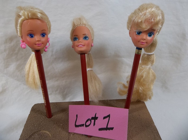 Mattel Barbie Friends Doll Heads OOAK Doll Blonde Hair Accessories Altered Art Vintage Upcycle Lot 1 Blondes