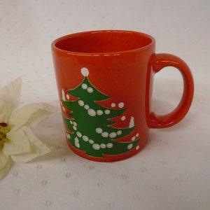 Waechtersbach Mug Coffee Cup Original Style Christmas Tree Red German Winter Holiday Pottery Vintage Discontinued
