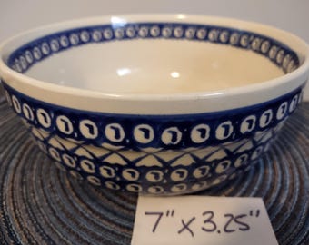 Unikat Polish Pottery Bowl 13” Signed T Liana Ceramika Artystyczna