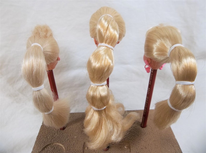 Mattel Barbie Friends Doll Heads OOAK Doll Blonde Hair Accessories Altered Art Vintage Upcycle Lot 1 Blondes