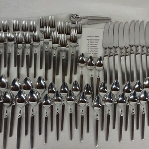 Mid-Century-Modern Ultima Flatware Stainless Steel Set Made in Japan MCM 54 pieces Svc for 9+