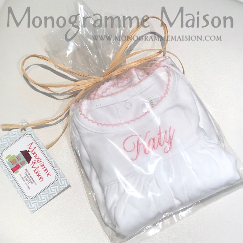 Baby Girl Gift Girls Spring Monogrammed Dress Ruffles Baby Girl Dress Baby Shower Gift Baby Girl Outfit Bloomers Pima Cotton