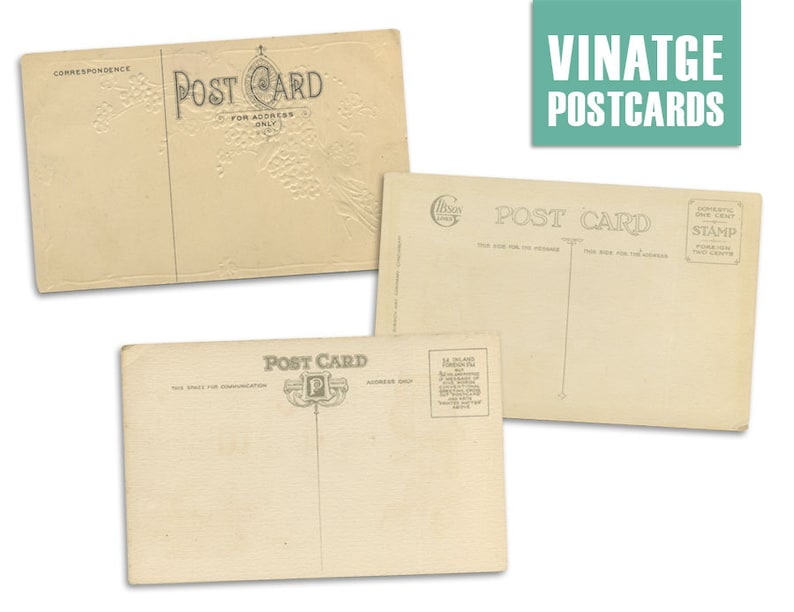 SALE Vintage Postcard Clipart. Digital Scrapbooking Printable for Crafting. Postcard Back. image 1