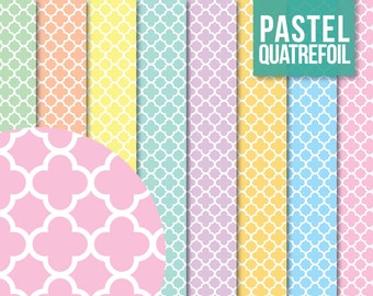 SALE * Quatrefoil Paper Pack - Digital Scrapbooking Printable for Crafting - Clipart - Instant Download - Pastel