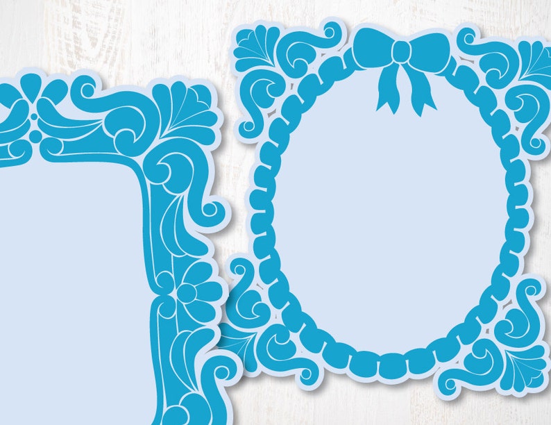 SALE Blue Fancy Frames Borders Digital Clipart for Scrapbooking and