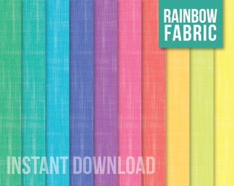 SALE * Digital Scrapbooking Printable Paper Pack for Crafting. Rainbow Fabric Textures. Instant Download.