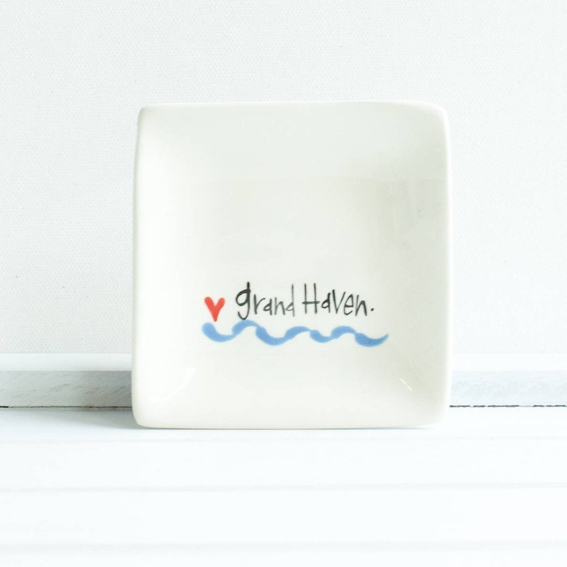 Love MichiganCity wave mugs and plates Pure Michigan inspired dishes Decorative kitchen dishes for fans of the Great Lakes State.