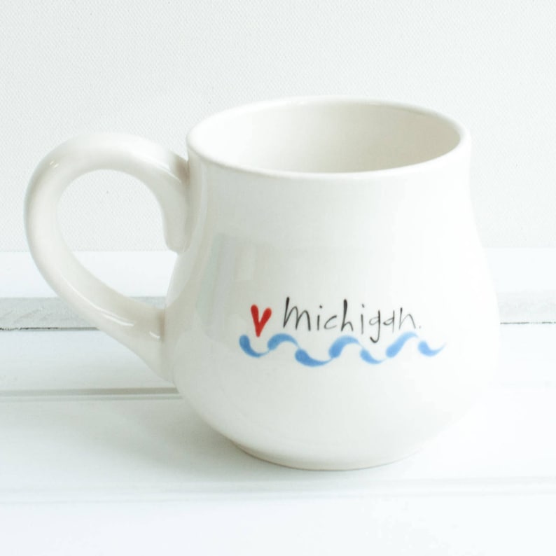 Love MichiganCity wave mugs and plates Pure Michigan inspired dishes Decorative kitchen dishes for fans of the Great Lakes State.