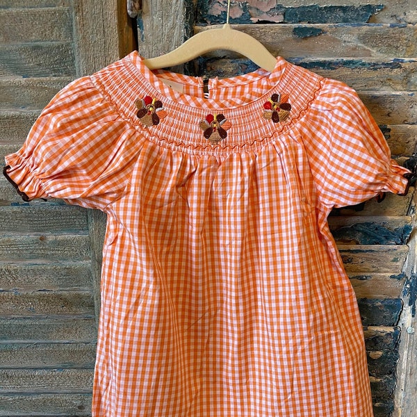 Girls Smocked Thanksgiving/Turkey/Fall Bishop Dress