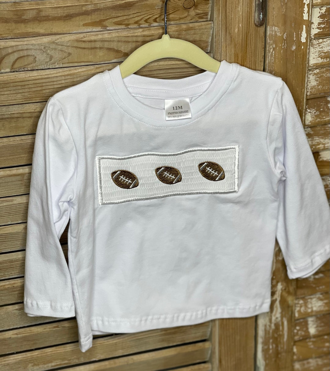 Smocked Football Baby Boy/boy's Long Sleeve Shirt Etsy